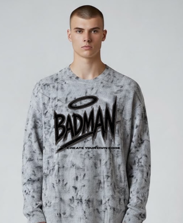 Boxy Fit Acid Washed Waffle Tee -Grey