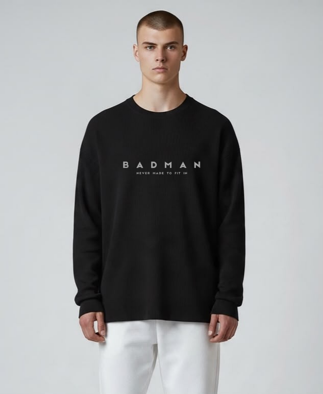 Boxy Fit Waffle Tee -Black