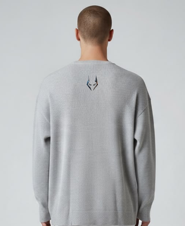 Boxy Fit Waffle Tee -Grey