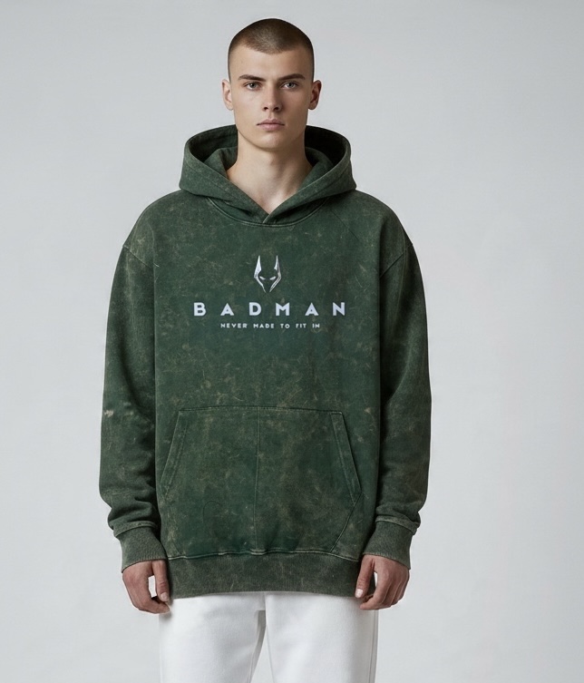 Acid Washed Hoodies -Green