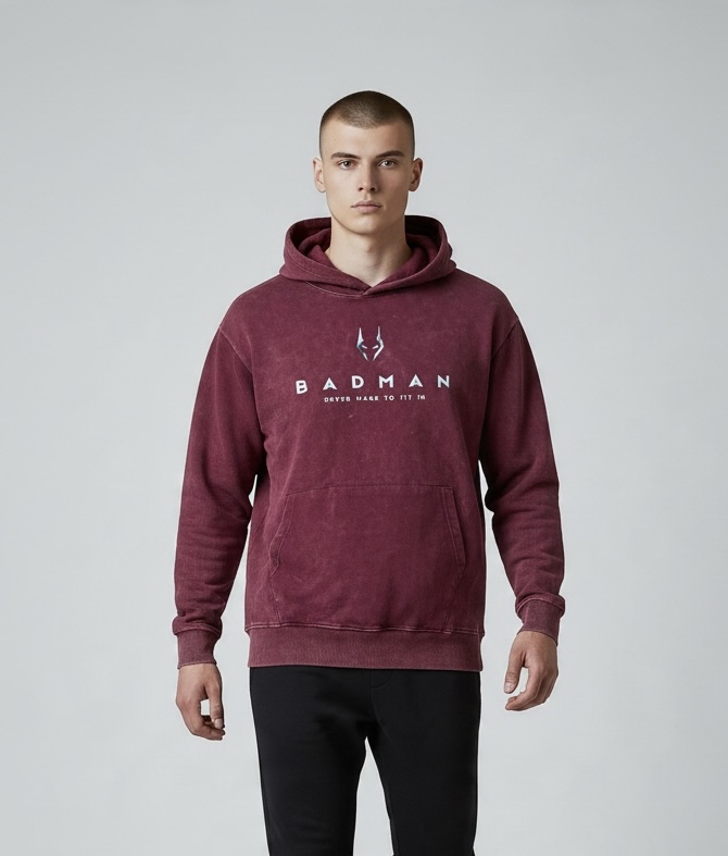 Acid Washed Hoodies -Maroon