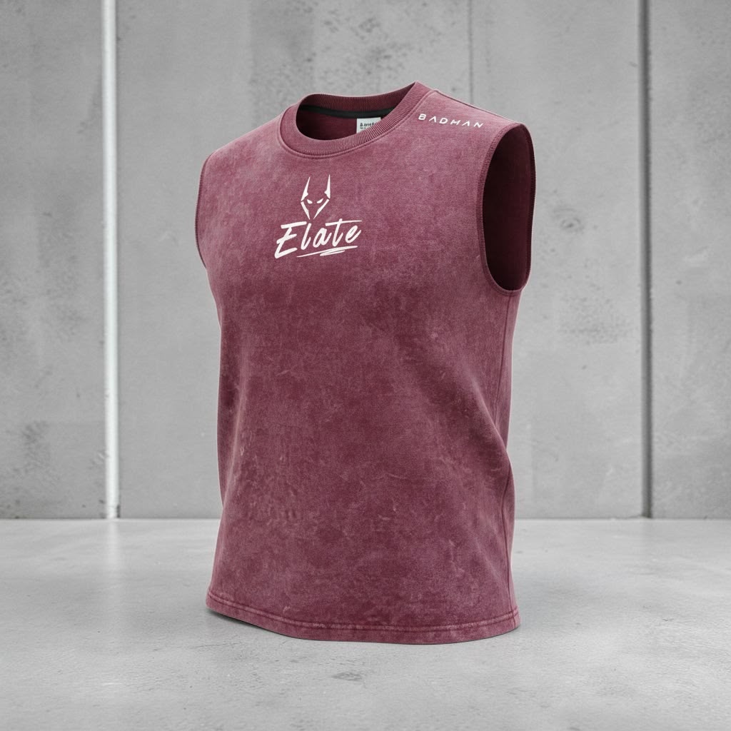 Acid Washed Deep Cut Gym Tank #30